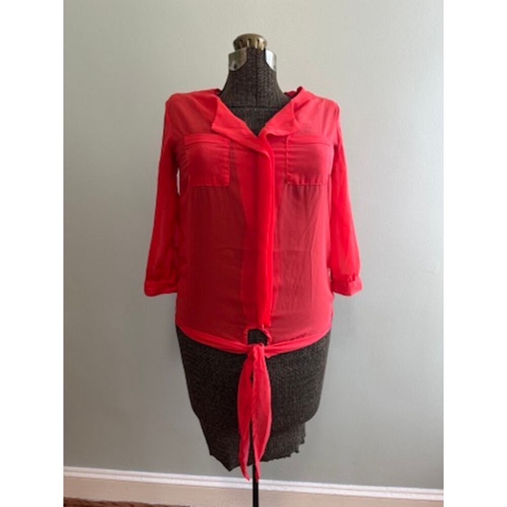 Fun & Flirt coral sheer blouse size S
